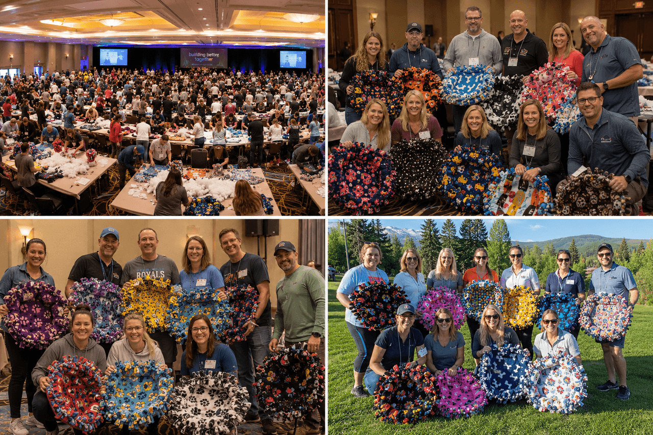 Dog Bed Stuffing Success — Housewarming team building with Building Teams